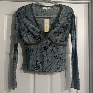 Thirty / Thirty LA babydoll style long sleeve with crushed velvet pattern size M